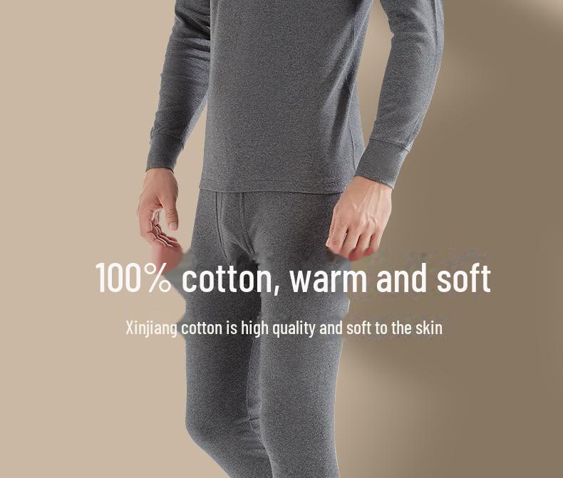 Pánská bavlněná sada spodního prádla Septwolves se středním výstřihem: Podzim/Zima Vrchní a spodní díl.