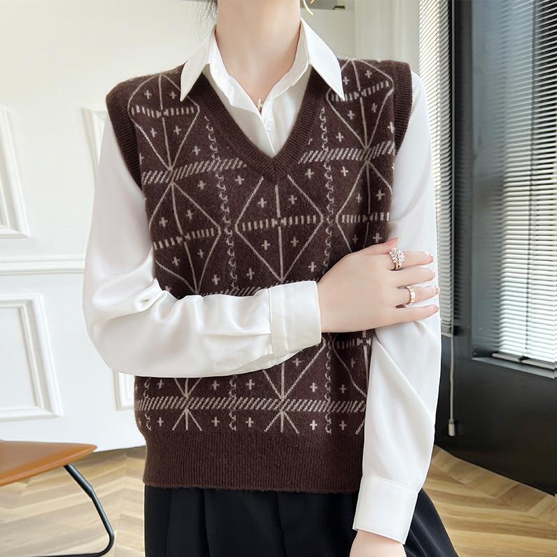 Women's Cashmere Vest Qinghe Cashmere 30% Cashmere 70% Wool Autumn and Winter Cashmere Vest Soft and Warm