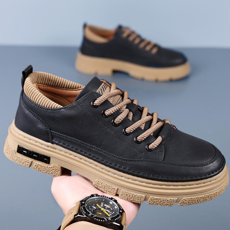 2025 New Men's Platform Retro Tooling Big Head Casual Leather Shoes Men's Handmade Online Versatile Trend Men's Shoes