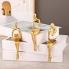 Golden Thinker Statue Abstract Decorative Sculpture Focus Improvement Ornament Office Desk Shelf Living Room