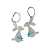 Hip Hop Punk Rabbit Bunny Dangle Drop Earring Clip  Full Zircon Jewelry Women Prevent Allergy