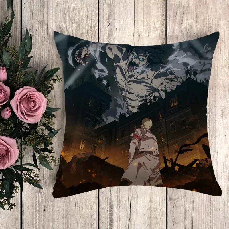 Anime Pillow Attack On Titan Cushion Covers for Bed Pillows Decorative Pillowcases  Fall Decor Pilow Cases Pillowcase