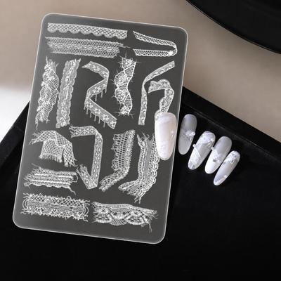 Plaid Pattern Nail Art Printing Template Hollow Floral DIY Manicure Stencils  Nail Art Supplies