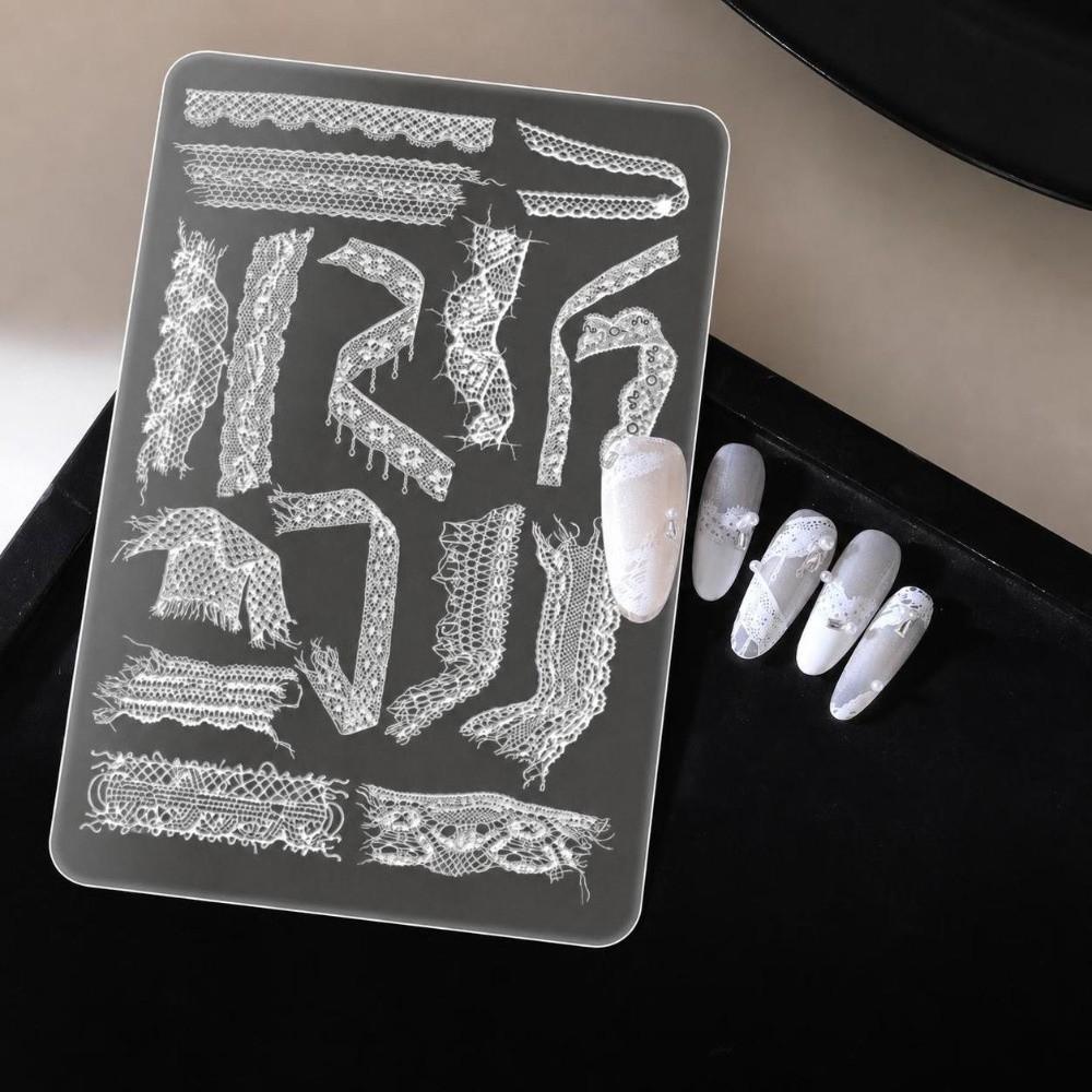 Hollow Floral Nail Stamping Plates Plaid Pattern DIY Manicure Stencils Manicure Tools