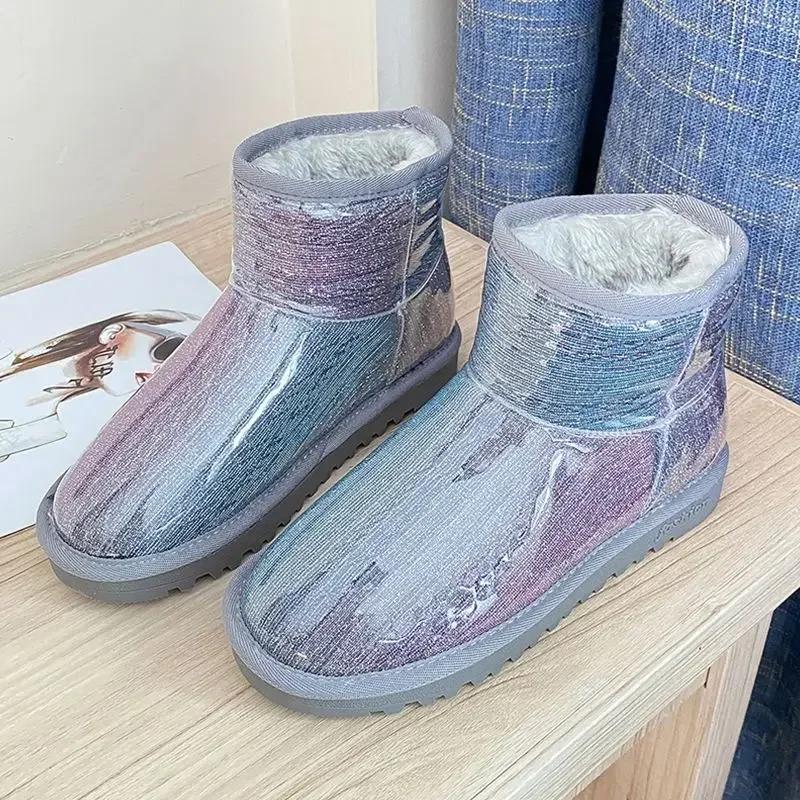 

Модные плоские водонепроницаемые ботинки-таби с круглым носком для женщин, серебристые женские зимние ботинки, женские новые рок-ботинки весны 2024 года, готические 35