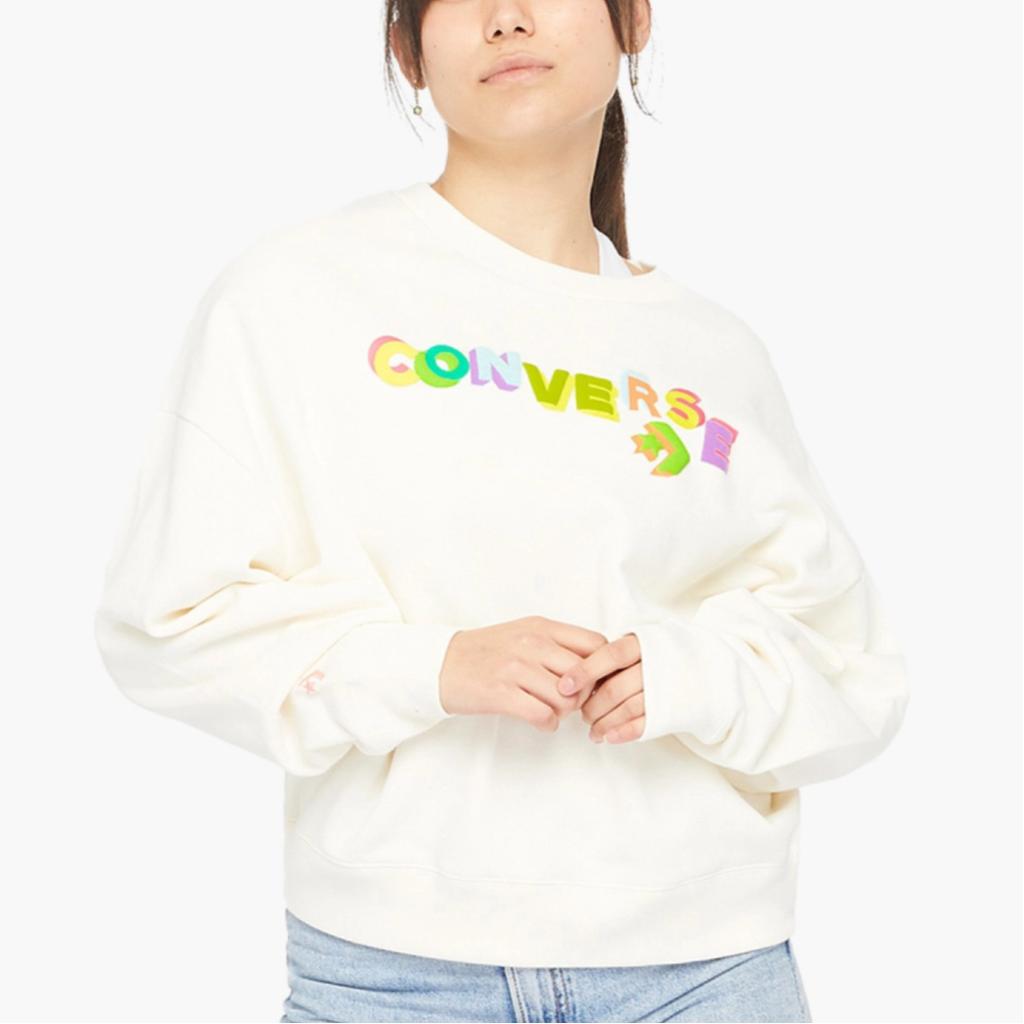 New Converse Sweatshirts Women's Milk White 10025069-A01