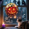 Stained Glass Halloween Pumpkin Suncatcher Cute Ghost Design For Halloween Party Window Hanging Decor