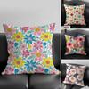 Pillow Case Colorful Flowers Home Dorm Chair Back Short Plush Double-sided Printing Office Nap Time Cushion Cover