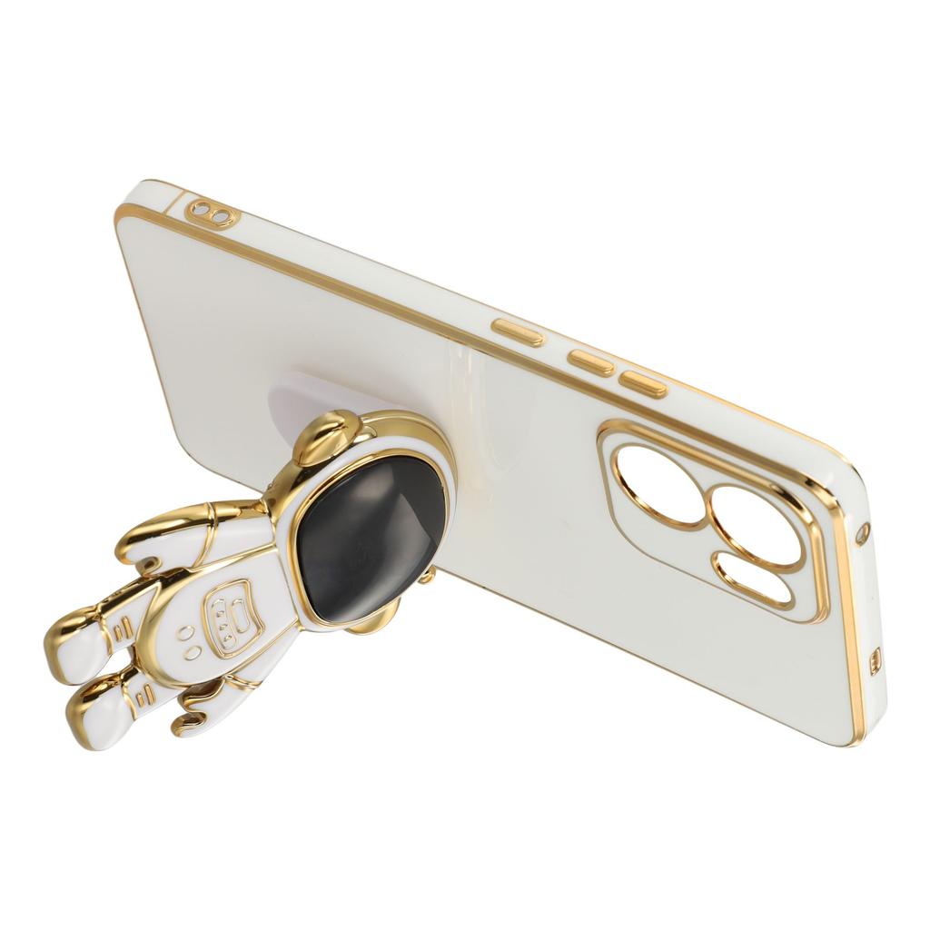 For Oppo Reno13 F 4G/5G Case Electroplating Soft TPU Phone Cover with Astronaut Hidden Kickstand