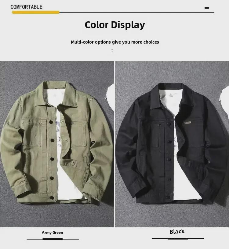 Pánská džínová bunda Slim Fit – hezký krátký styl s klopou na jarní a podzimní běžné nošení