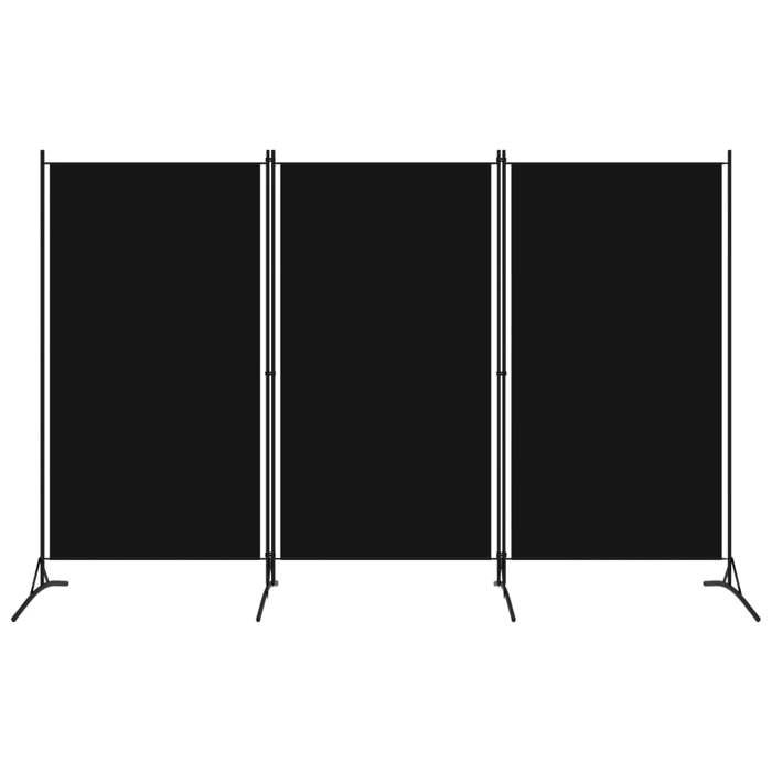 VidaXL Paravent 3 Panneaux, 260x180 cm, Tissu Polyester &amp; Structure en Fer, Noir, Écran de Confidentialité Pliable, Cloison 320734