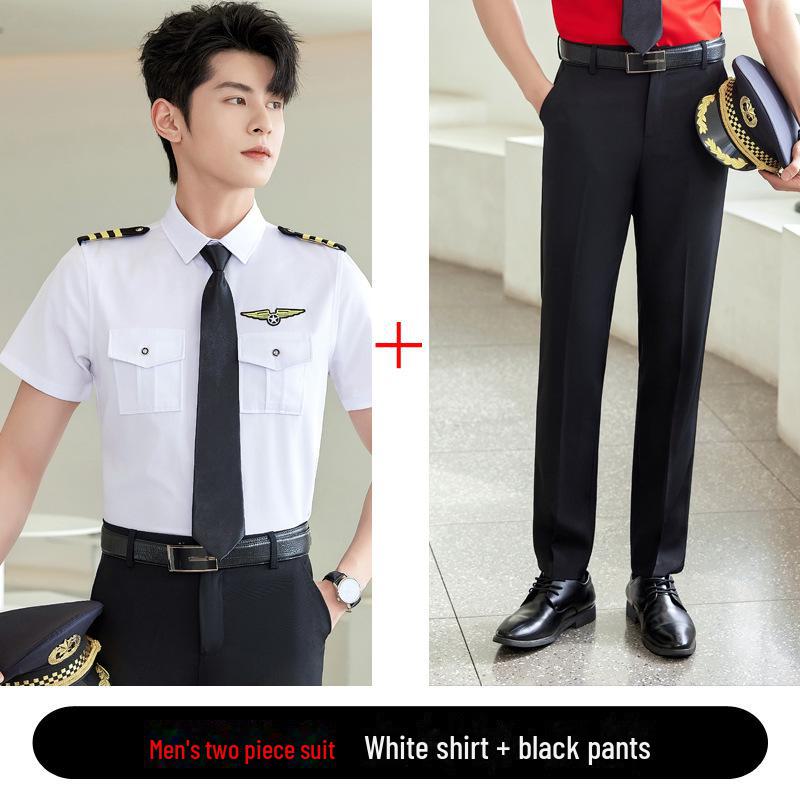 Dámská profesionální bílá košile s krátkým rukávem - Formální uniforma pro vysokorychlostní železnici a letušky