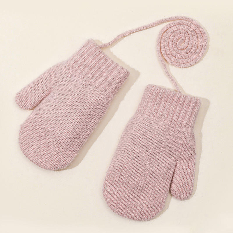 Baby Winter Gloves Candy Color Halter Kids Mittens for Children Girls Boys Accessories Warm Knitted Kids Gloves 1-4Y