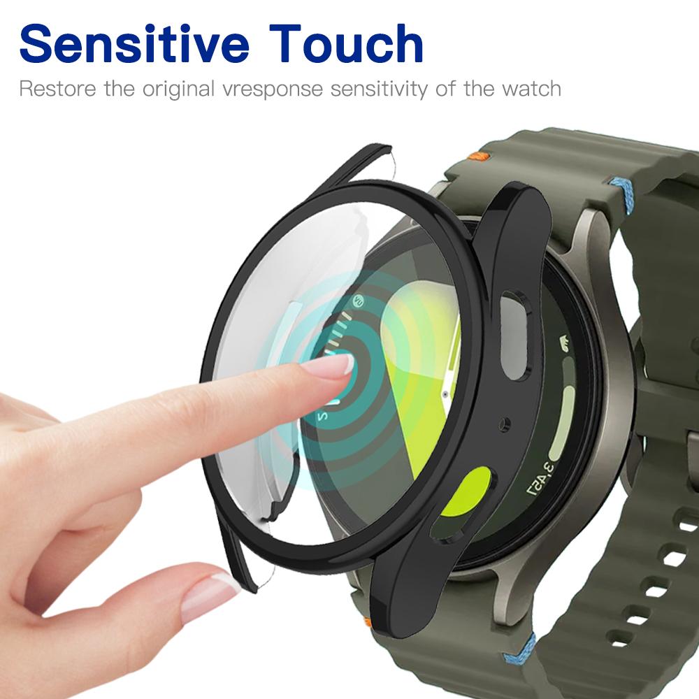 Soft Silicone Case Glass For Samsung Galaxy Watch 7 40mm 44mm Smart Watch Screen Protector Bumper Shell For Galaxy Watch 7 Cover