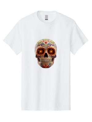 Sugar-Skull Mens Graphic Tee, 100% Cotton, Casual Summer Wear