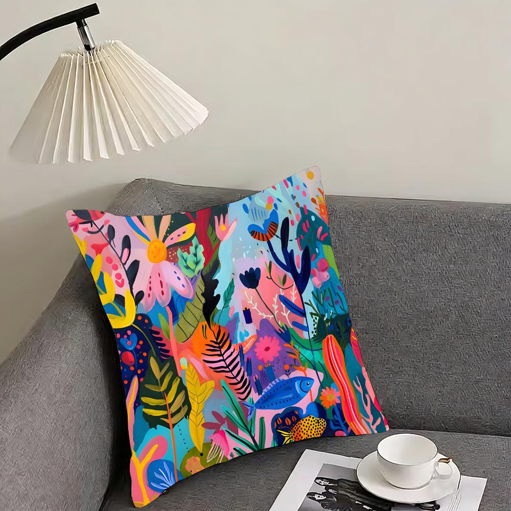 Marine Life Fashion Cushion Cover Pillowcase Ultra Soft Skin Friendly Fabric Cloud Like Comfort  Concealed Zipper