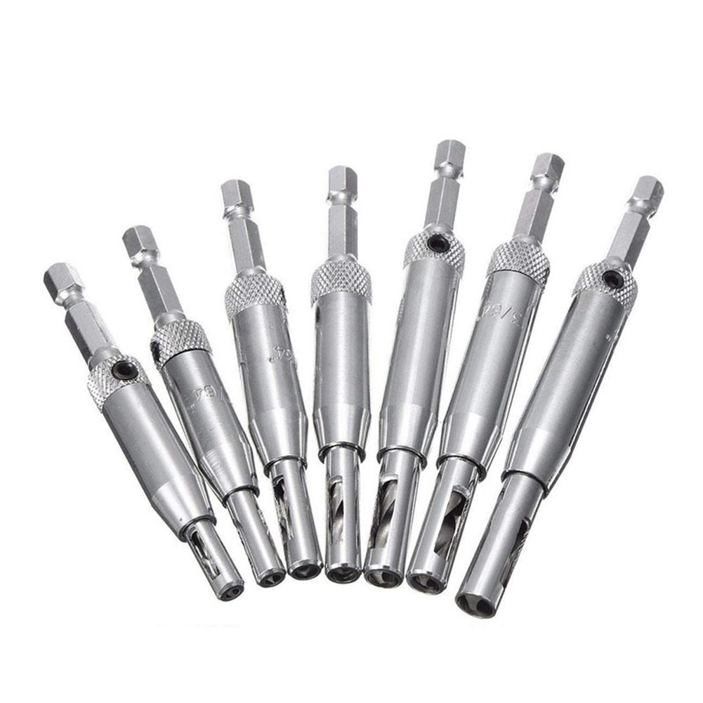 17pcs HSS Self Centering Hinge Drill Bit Set for Pilot Holes in Door Cabinet with 6mm Shank for Electric Drills