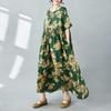 Simple Bohemian Print Dress Short Sleeve Round Neck Summer New Style Elegant Feel Long Dresses Women's Clothing