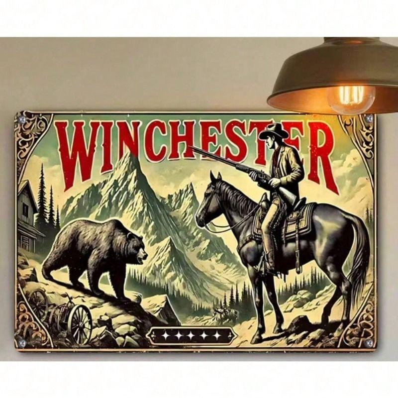 Vintage Winchester Ammo Metal Sign Garage Bar Retro Wall Decor