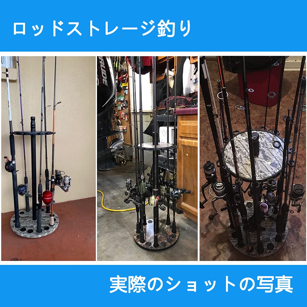 Timiland Rod Holder, Round Design, 360 Degree Rotating Fishing Rod Stand, Holds 15 Fishing Rods, Advanced Rod Display Stand, Easy Assembly with Japane