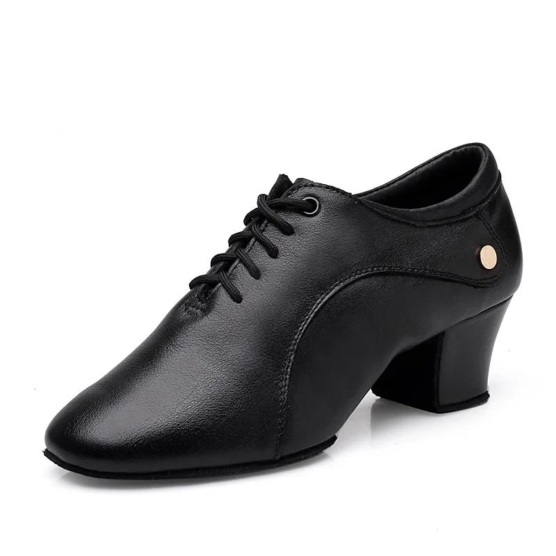Women's Latin Dance Ballroom Corium Shoes Modern Jazz Dance Shoe Ladies Black Salsa Dancing Shoes Teacher Sports Shoe