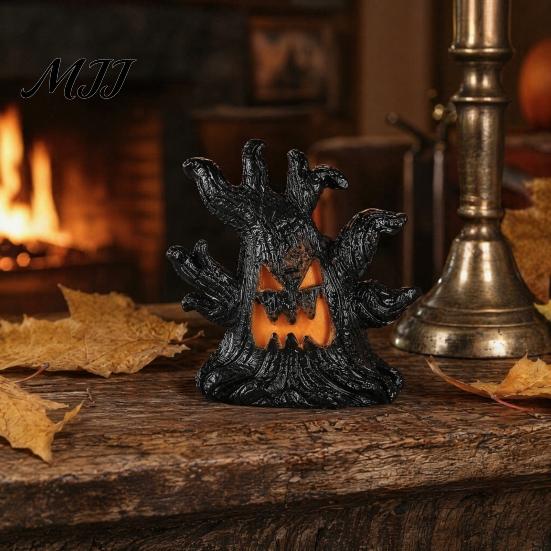 Haunted House Decoration Halloween Decoration, Ghost Face Tree Stump Lantern, LED Twisted Night Lamp Glowing Pumpkin Decor, Festival Atmosphere Horror