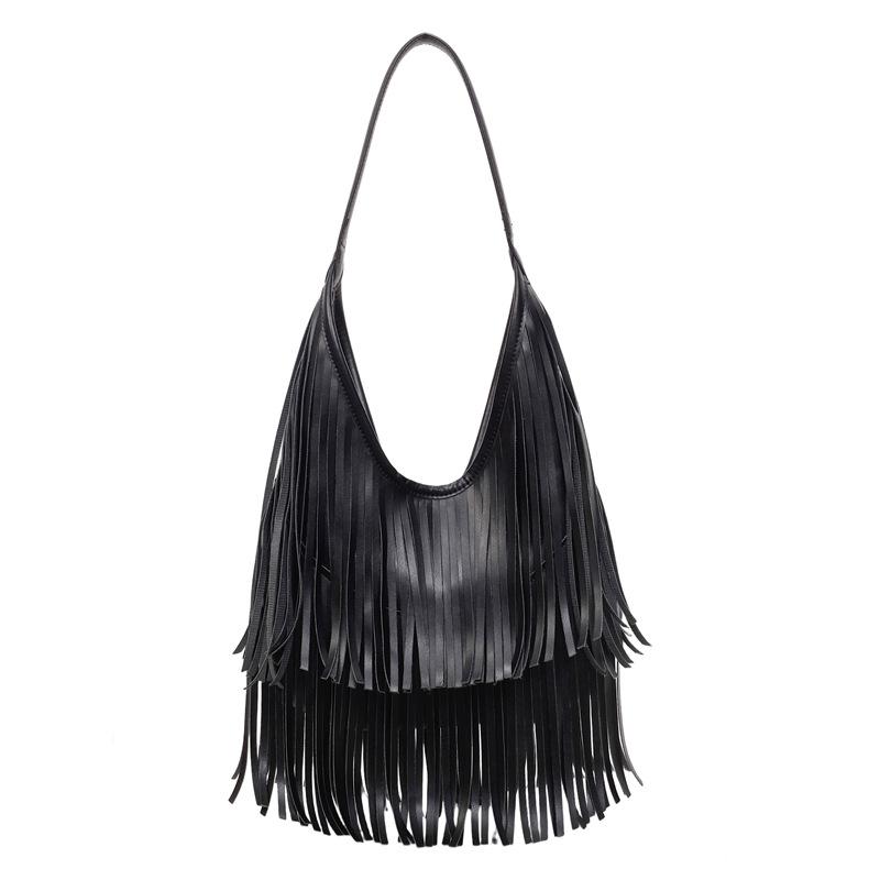 Large-capacity commuter fringed bag women's 2026 spring new retro go out hand carry shoulder armpit bag