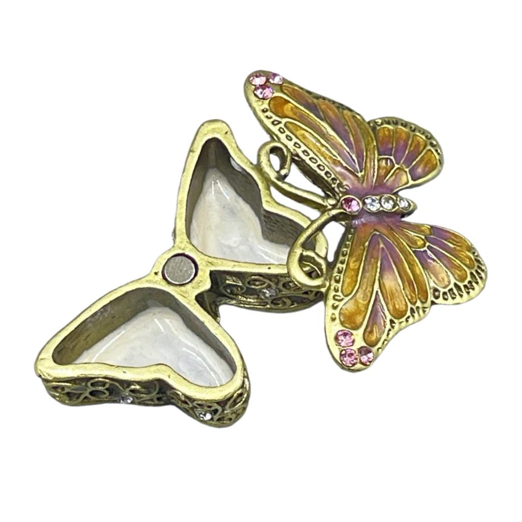 Heart/Butterfly Trinket Box Enamel Hand Painted Hinged Jewelry Box Ring Earrings Jewelry Organizer Figurines Collectible