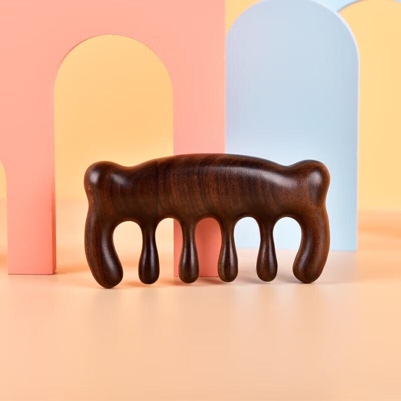 Tan Mujiang Wenge Wood Meridian Massage Comb - Cute Bear Edition