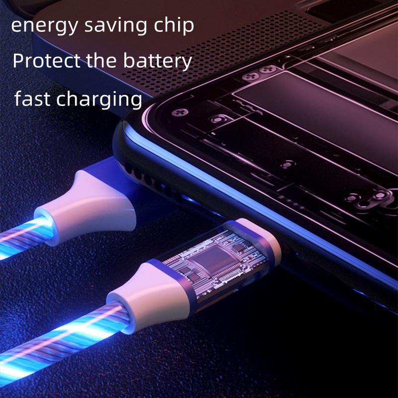 Flow Luminous USB Type C Cable 3A Fast Charging Data Cord for Samsung Xiaomi OPPO  IPhone Charger Micro USB Wire LED Cable