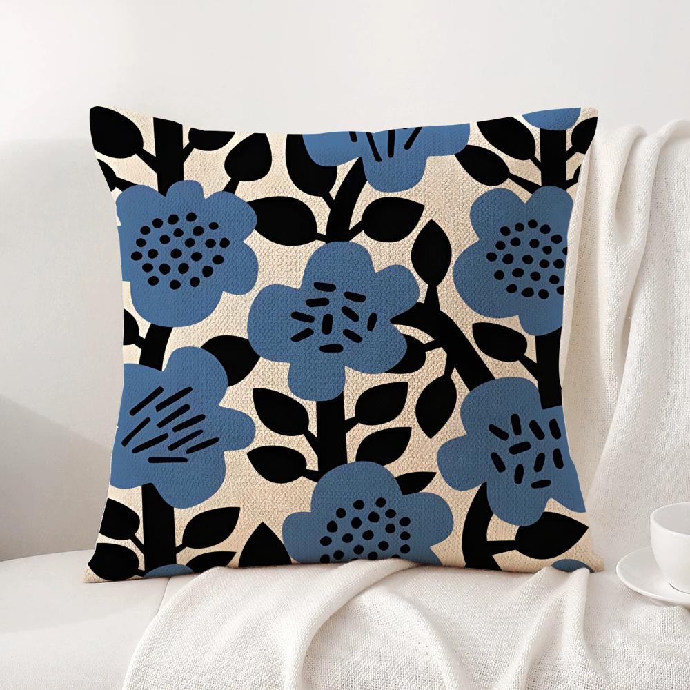 Flower Design Cushion Cover Summer Coolness Linen Fabric Double-Sided Printing Pillow Case Sofa Home Decor Gift