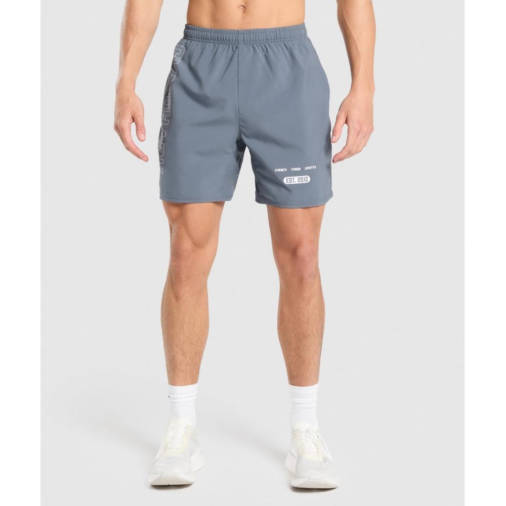 

Gymshark Fitness Graphic Shorts Iron Blue A1c4n Uctm XS