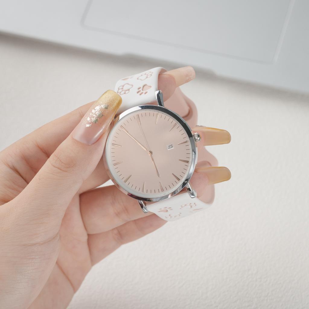 20mm Two-tones Silicone Strap for Samsung Galaxy 7/6/5/4 5pro 4/6classic Soft Sports Band for Huawei GT3/2 42MM Cat Paw Pattern