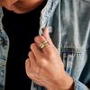 Adjustable Copper Ring With Chinese Character Motif Chiling Quji - Retro Unisex Geometric Statement Spiritual Minimalist