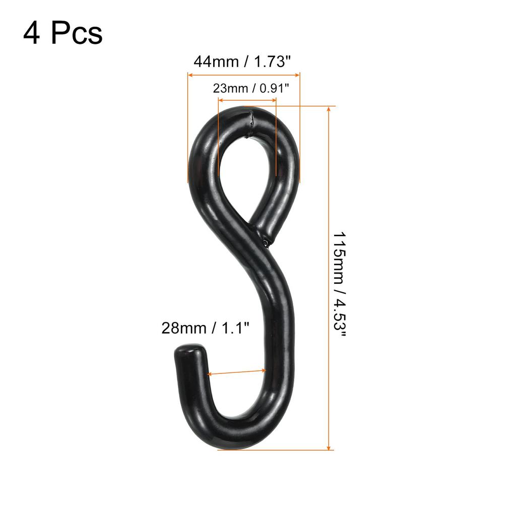 Uxcell Ratchet Strap S-Hooks, Load Capacity 3306 Lbs, 116mm Length, 25mm Length, for Tie-Down Webbing, Car, Truck, Trailer, 4 Pieces