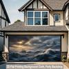 1 piece of 2D flat background fabric banner depicting a solitary ship in the turbulent sea.PMJ