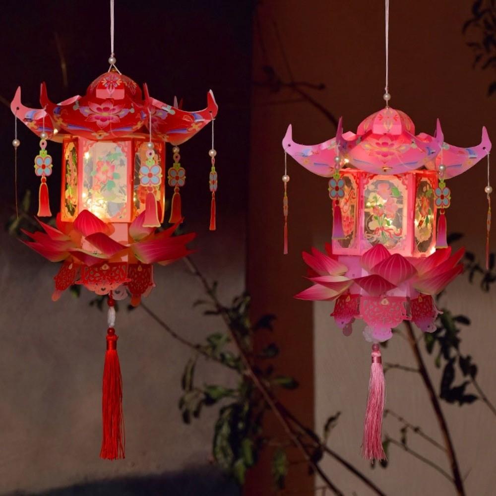 PVC Mid-Autumn Festival Lantern Lightweight Glowing Handheld Lantern Blessing Removable Hanging LED Lantern Gift