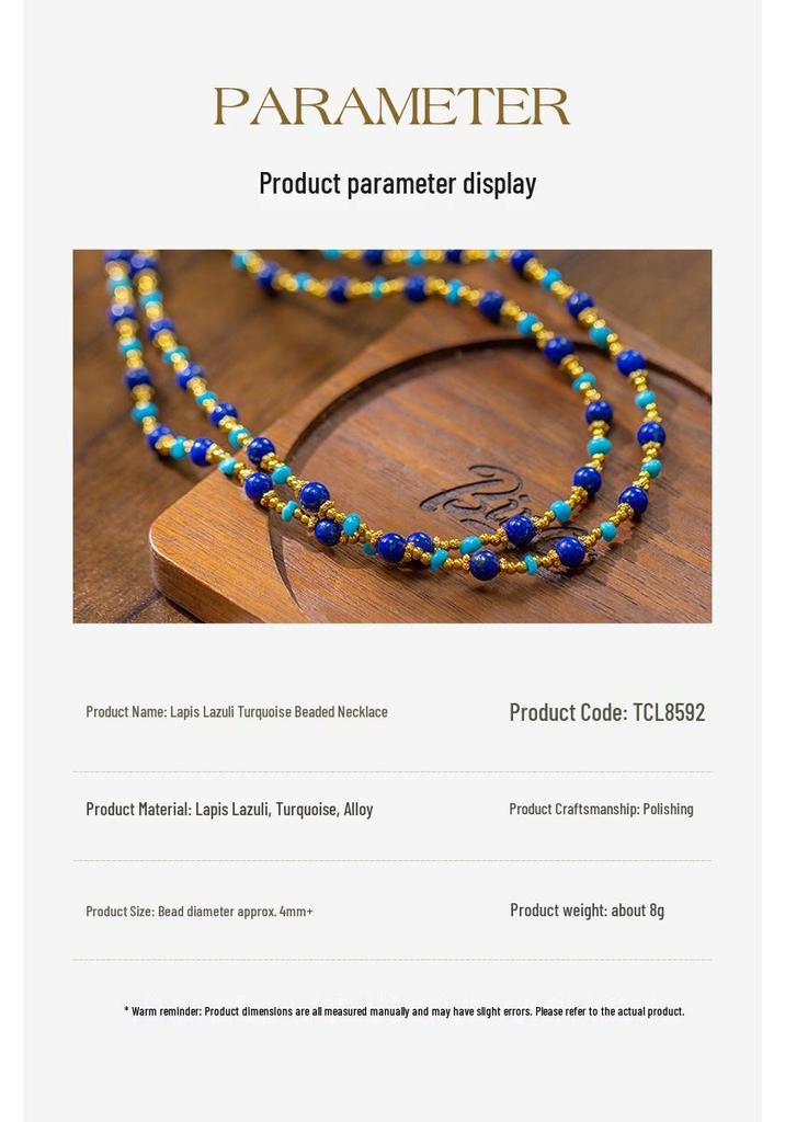 Xirui High-End Lapis Lazuli & Turquoise Beaded Choker Necklace for Girls - Personalized Design Jewelry