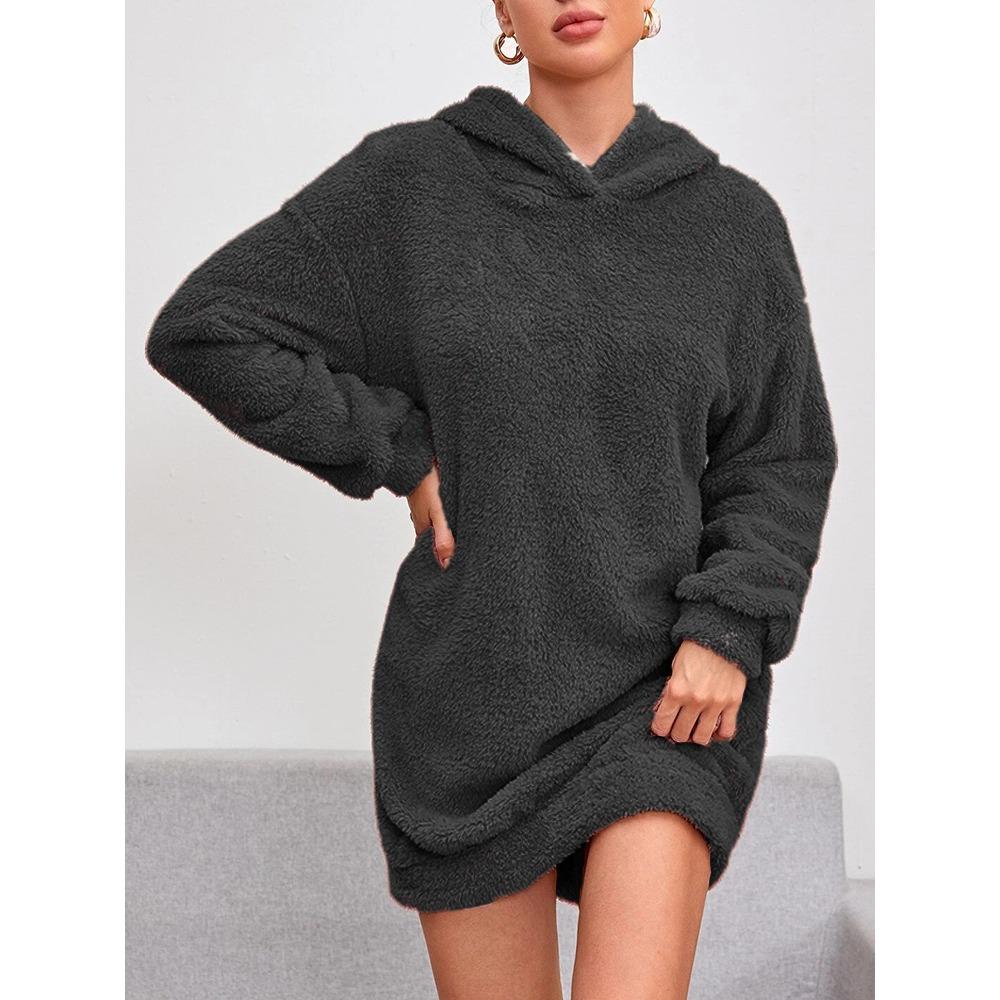 Autumn Winter Hoodies Solid Color Long Sleeved Hooded Plush Double-sided Plush Hoodie Sweatshirts