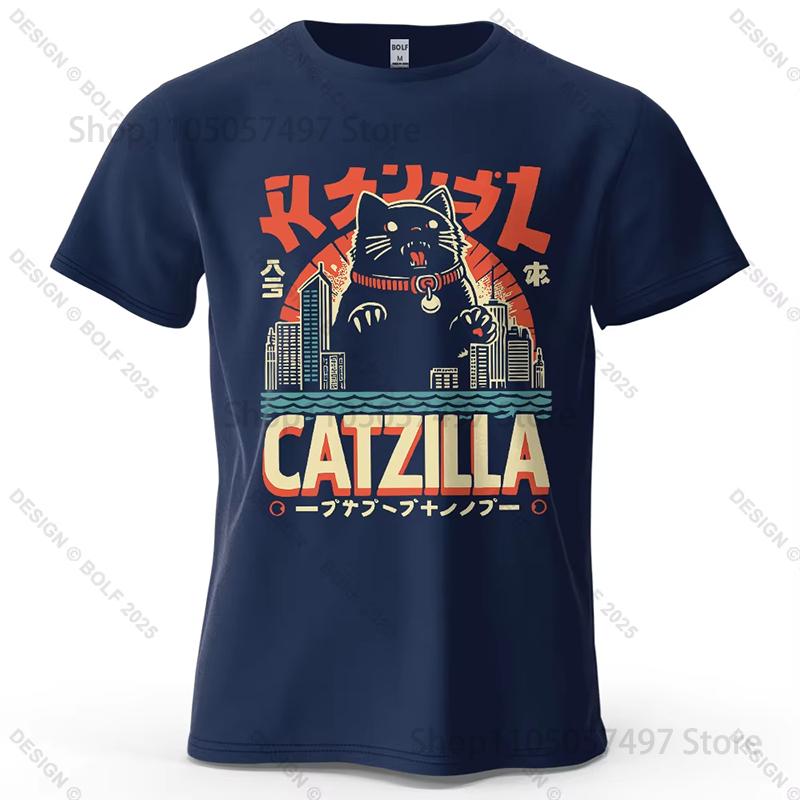 Catzilla Funny Printed Unisexs Tshirt Fashion Oversized Trendy Graphic Tees For Women Tops Tees Streetwear