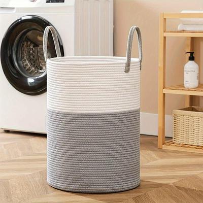 Handwoven Cotton Rope Laundry & Storage Basket for Clothes, Toys, and Sundries