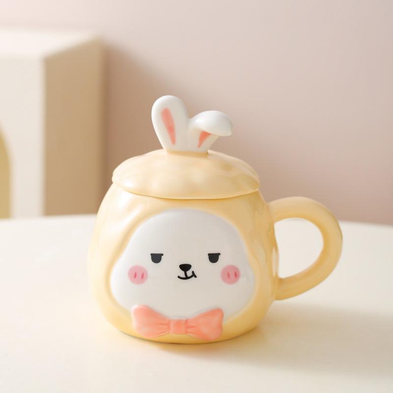 Creative Cartoon Mug Ceramic Cup Water Cup with Lid Couple Cup Children Drinking Water Cup Gift Gift