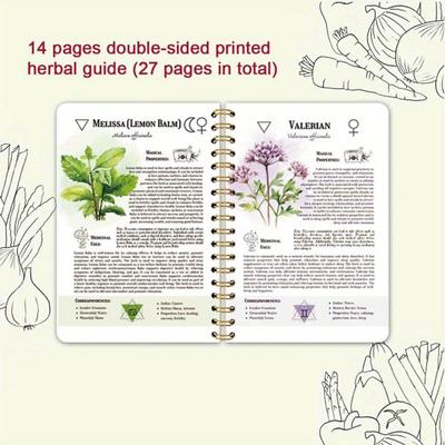 Witch's Herbal Notebook Vintage Spiral Bound Plant Journal with Bookmark Mystical Aesthetic Diary for Botany Notes