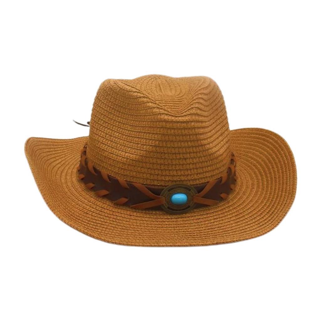 Premium Prärie Cowboyhut Sonnenschutz Sonnenhut Reise Strand Stroh Berühmter Strohhut