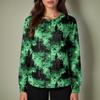 Women's Halloween Print Long Sleeve Cardigan Top with Single Button Front for Caregiver Uniform