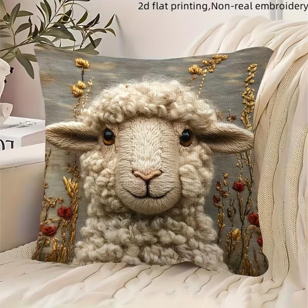 Vintage Pillow Case Alpaca Print Decorative Pillowcase Creative Cushion Cover  Sofa Decoration