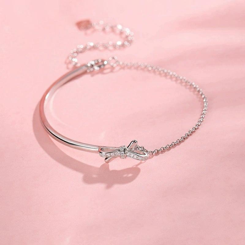 Bow Half Bracelet Bracelet Female Korean Versatile Niche Exquisite High-end Ins Style Jewelry Female