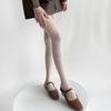 Retro Milchweiß Rose Jacquard Seidenstrümpfe - Spitze Anti-Rutsch Schwarze Strumpfhose