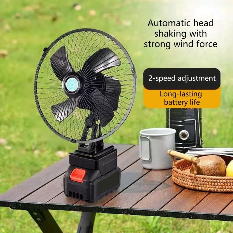 8 Inch Compacted Rechargeable Fan With 180 Degree Rotation And 2 Speed Settings For Outdoor Camping And Worksites