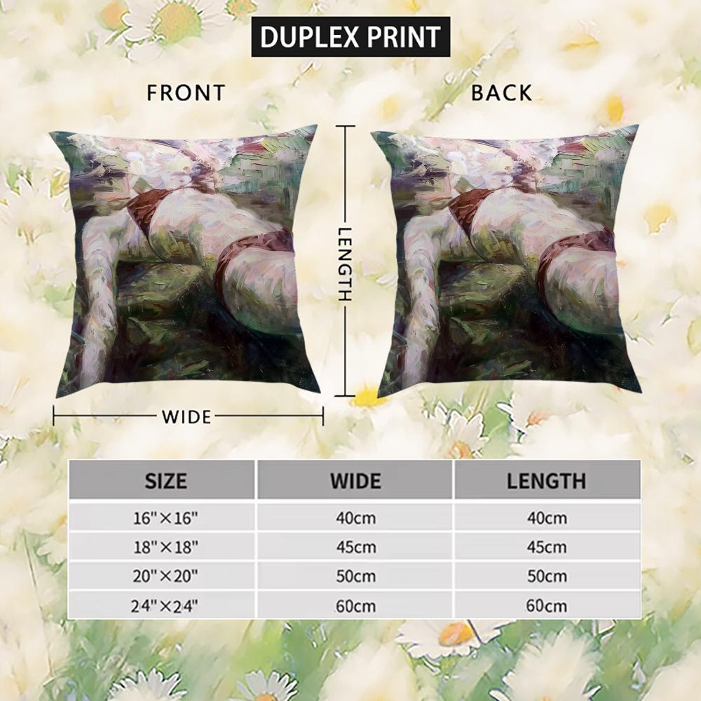 Summer Pool Oil Art Pillow Case For Car Sofa Decorative Home Double-sided Print Plush Square Throw Pillow Cushion Cover